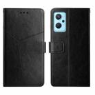 For OPPO Realme 9i Y Stitching Horizontal Flip Leather Phone Case(Black) - 1