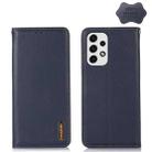 For Samsung Galaxy A73 5G KHAZNEH Nappa Top Layer Cowhide Leather Phone Case(Blue) - 1