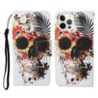 Colored Drawing Pattern Horizontal Flip Leather Phone Case For iPhone 13 Pro Max(Flower Skull) - 1