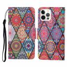 For iPhone 13 Pro Max Colored Drawing Pattern Horizontal Flip Leather Phone Case (Rhombus Totem) - 1