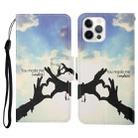 For iPhone 13 Pro Max Colored Drawing Pattern Horizontal Flip Leather Phone Case (Love Gesture) - 1