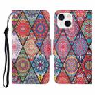 For iPhone 13 Colored Drawing Pattern Horizontal Flip Leather Phone Case(Rhombus Totem) - 1
