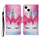 For iPhone 13 Colored Drawing Pattern Horizontal Flip Leather Phone Case(Eyelash Unicorn) - 1