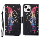 For iPhone 13 Colored Drawing Pattern Horizontal Flip Leather Phone Case(Feather) - 1