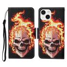 For iPhone 13 mini Colored Drawing Pattern Horizontal Flip Leather Phone Case (Flame Skull) - 1