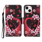 For iPhone 13 mini Colored Drawing Pattern Horizontal Flip Leather Phone Case (Red Heart) - 1