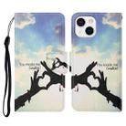 For iPhone 13 mini Colored Drawing Pattern Horizontal Flip Leather Phone Case (Love Gesture) - 1