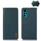 For Motorola Moto G22 KHAZNEH Nappa Top Layer Cowhide Leather Phone Case(Green) - 1