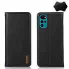 For Motorola Moto G22 KHAZNEH Nappa Top Layer Cowhide Leather Phone Case(Black) - 1