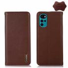 For Motorola Moto G22 KHAZNEH Nappa Top Layer Cowhide Leather Phone Case(Brown) - 1