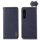 For Sony Xperia 1 IV KHAZNEH Nappa Top Layer Cowhide Leather Phone Case(Blue) - 1