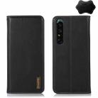 For Sony Xperia 1 IV KHAZNEH Nappa Top Layer Cowhide Leather Phone Case(Black) - 1