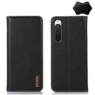 For Sony Xperia 10 IV KHAZNEH Nappa Top Layer Cowhide Leather Phone Case(Black) - 1