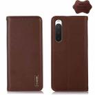 For Sony Xperia 10 IV KHAZNEH Nappa Top Layer Cowhide Leather Phone Case(Brown) - 1