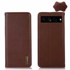 For Google Pixel 7 Pro 5G KHAZNEH Nappa Top Layer Cowhide Leather Phone Case(Brown) - 1