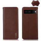 For Google Pixel 7 5G KHAZNEH Nappa Top Layer Cowhide Leather Phone Case(Brown) - 1