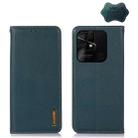 For Xiaomi Redmi 10C / 10 India KHAZNEH Nappa Top Layer Cowhide Leather Phone Case(Green) - 1