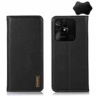 For Xiaomi Redmi 10C / 10 India KHAZNEH Nappa Top Layer Cowhide Leather Phone Case(Black) - 1