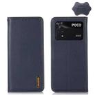 For Xiaomi Poco M4 Pro 4G KHAZNEH Nappa Top Layer Cowhide Leather Phone Case(Blue) - 1