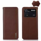 For Xiaomi Poco M4 Pro 4G KHAZNEH Nappa Top Layer Cowhide Leather Phone Case(Brown) - 1