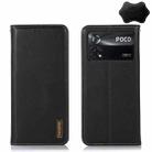 For Xiaomi Poco X4 Pro 5G KHAZNEH Nappa Top Layer Cowhide Leather Phone Case(Black) - 1