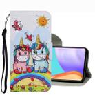 For Samsung Galaxy A33 Coloured Drawing Pattern Leather Phone Case(Couple Unicorn) - 1