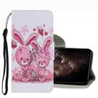 For Samsung Galaxy S22 Ultra 5G Coloured Drawing Pattern Leather Phone Case(Cute Rabbit) - 1