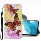 For Samsung Galaxy S22 5G Coloured Drawing Pattern Leather Phone Case(Chrysanthemum Butterfly) - 1