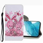 For Samsung Galaxy S22+ 5G Coloured Drawing Pattern Leather Phone Case(Cute Rabbit) - 1
