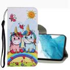 For Samsung Galaxy S22+ 5G Coloured Drawing Pattern Leather Phone Case(Couple Unicorn) - 1