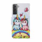 For Samsung Galaxy S22+ 5G Coloured Drawing Pattern Leather Phone Case(Couple Unicorn) - 3