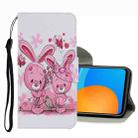 For Huawei P Smart 2021 Coloured Drawing Pattern Leather Phone Case(Cute Rabbit) - 1