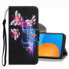 For Huawei P Smart 2021 Coloured Drawing Pattern Leather Phone Case(Three Fluorescent Butterflies) - 1