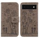 For Google Pixel 6 Embossing Rose Couple Leather Phone Case(Grey) - 1