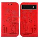 For Google Pixel 6 Embossing Rose Couple Leather Phone Case(Red) - 1