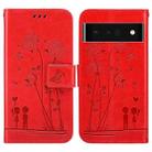 For Google Pixel 6 Pro Embossing Rose Couple Leather Phone Case(Red) - 1