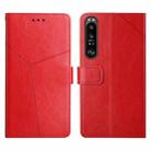 For Sony Xperia 1 Y Stitching Horizontal Flip Leather Phone Case(Red) - 1