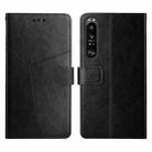 For Sony Xperia 1 Y Stitching Horizontal Flip Leather Phone Case(Black) - 1