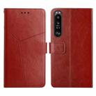 For Sony Xperia 1 Y Stitching Horizontal Flip Leather Phone Case(Brown) - 1