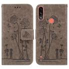 For Motorola Moto E7i Power Embossing Rose Couple Leather Phone Case(Grey) - 1