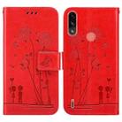 For Motorola Moto E7i Power Embossing Rose Couple Leather Phone Case(Red) - 1