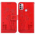 For Motorola Moto G30 / G10 / G20 Embossing Rose Couple Leather Phone Case(Red) - 1