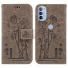 For Motorola Moto G31 / G41 Embossing Rose Couple Leather Phone Case(Grey) - 1