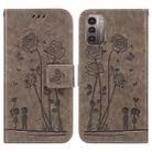 For Nokia G21 / G11 Embossing Rose Couple Leather Phone Case(Grey) - 1