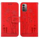 For Nokia G21 / G11 Embossing Rose Couple Leather Phone Case(Red) - 1