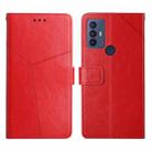 For TCL 30 SE Y Stitching Horizontal Flip Leather Phone Case(Red) - 1