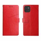 For Samsung Galaxy A03 166mm EU Version Y Stitching Horizontal Flip Leather Phone Case(Red) - 1