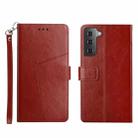For Samsung Galaxy S22+ Y Stitching Horizontal Flip Leather Phone Case(Brown) - 1