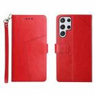 For Samsung Galaxy S22 Ultra Y Stitching Horizontal Flip Leather Phone Case(Red) - 1