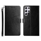 For Samsung Galaxy S22 Ultra Y Stitching Horizontal Flip Leather Phone Case(Black) - 1